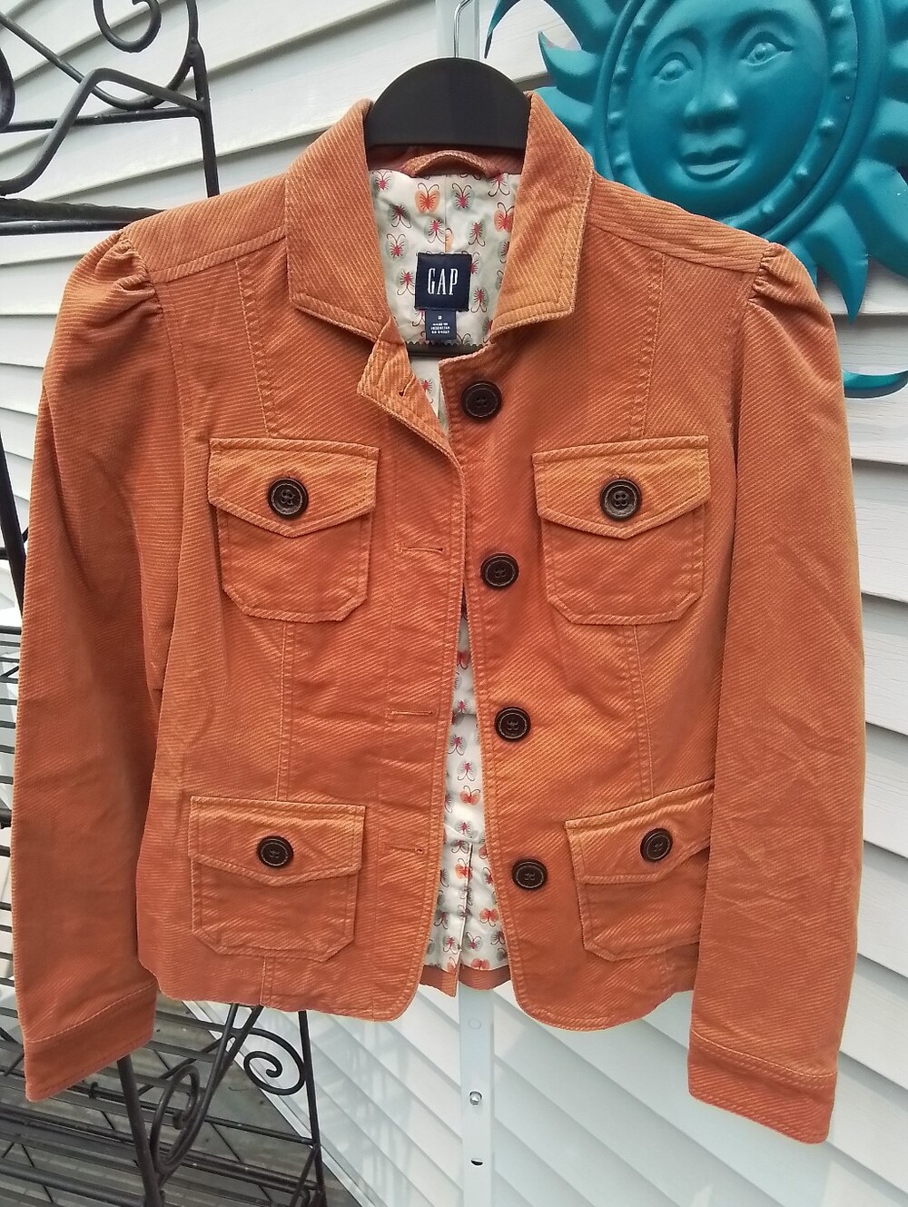 GAP Women's Burnt Orange Corduroy Button-Front Jacket